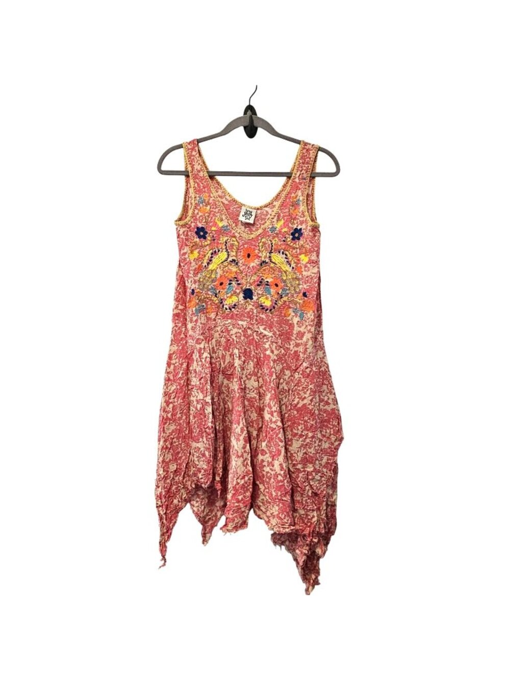 Ivy Jane Pink Sleeveless Asymmetrical Embroidered Boho Festival Dress Small